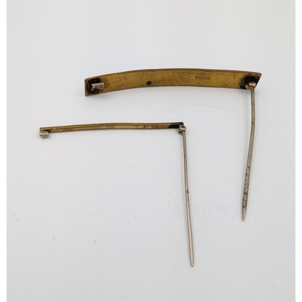 Antique Victorian WEHCO Engraved Monogram and Unbranded Bar Pin Lot Gold Tone - Picture 7 of 12